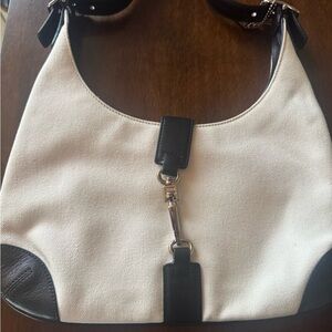Coach Cream and Black Shoulder Bag